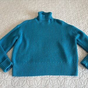 FRENCH CONNECTION SIZE SMALL Women's Teal Turtleneck Sweater TURQUOISE BLUE